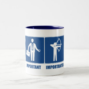 Caneca De Café Em Dois Tons O Trabalho É Importante, O Arqueiro É Importante