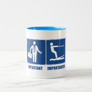 Caneca De Café Em Dois Tons O Trabalho É Importante, O Esqui De Água É Impo