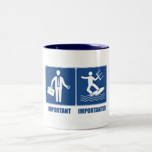Caneca De Café Em Dois Tons O Trabalho É Importante, O Kitesurfing É Important