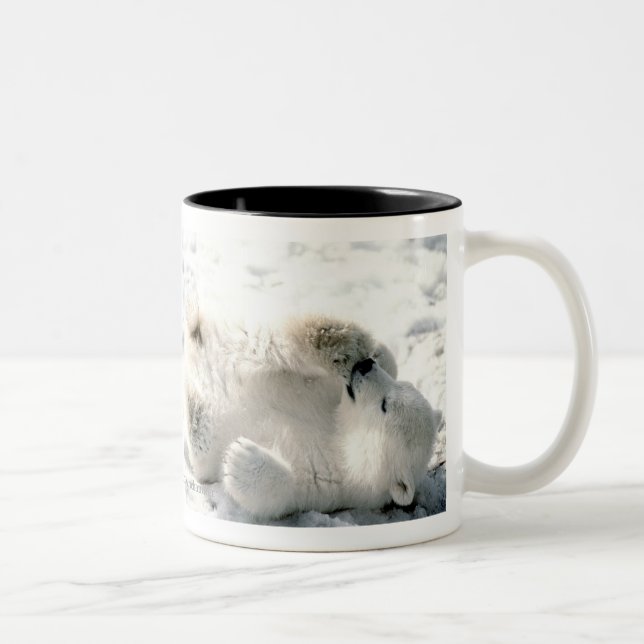Caneca De Café Em Dois Tons O urso Cub polar agride (Direita)