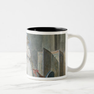 Caneca De Café Em Dois Tons O vendedor da forma