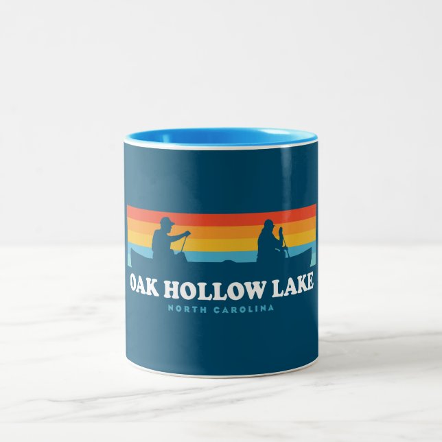 Caneca De Café Em Dois Tons Oak Hollow Lake North Carolina Canoe (Centro)