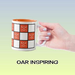 Caneca De Café Em Dois Tons Oar inspirador de quadrados laranja