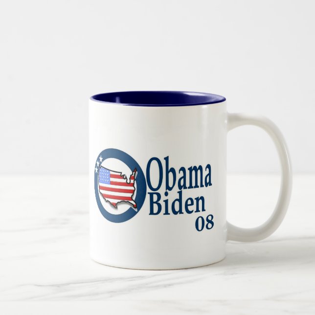 Caneca De Café Em Dois Tons Obama Biden 08 (Direita)