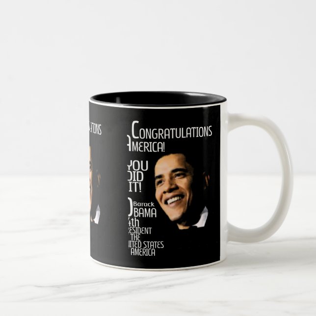 CANECA DE CAFÉ EM DOIS TONS OBAMA GANHA PARABÉNS (Direita)