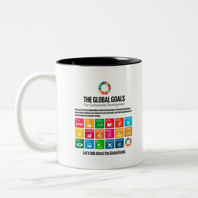 Caneca De Café Em Dois Tons Objetivos Globais do Milênio Agenda 2030 (Esquerda)