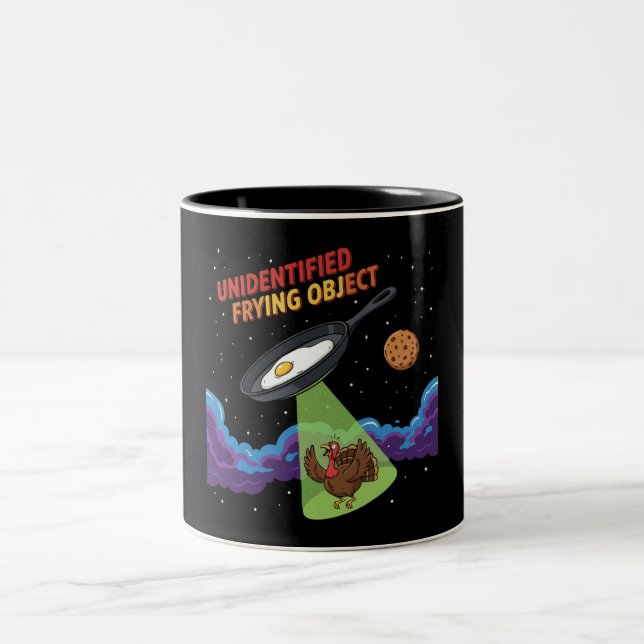 Caneca De Café Em Dois Tons Objeto Frito Não Identificado Piada OVNI Abdução d (Centro)