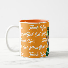 Caneca De Café Em Dois Tons Obrigada Melhor Mãe de Gato Chapéu de Leprechaun d