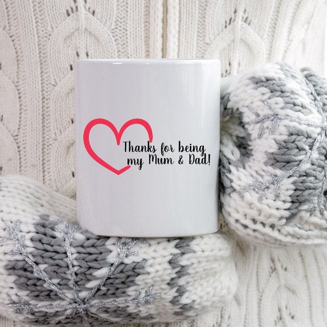 Caneca De Café Em Dois Tons Obrigado, coração | (Criador carregado)