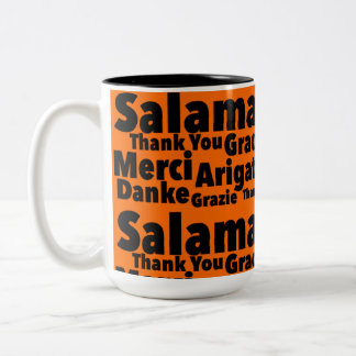 Caneca De Café Em Dois Tons Obrigado De 6 Países Impressão Novelty: Salamat