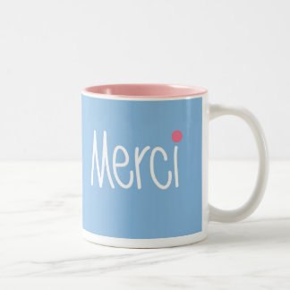 Caneca De Café Em Dois Tons Obrigado de Merci você em alguma caneca da língua