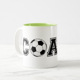 Caneca De Café Em Dois Tons Obrigado de treinador de futebol, você dá uma cane