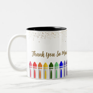 Caneca De Café Em Dois Tons Obrigado, Design de Estrela Crayon para Professora
