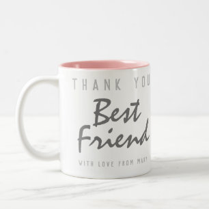 Caneca De Café Em Dois Tons Obrigado, Melhor Amigo.
