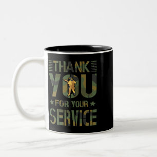 Caneca De Café Em Dois Tons Obrigado pelo seu projeto de soldado militar