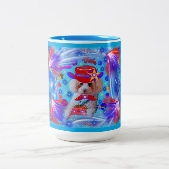 Caneca De Café Em Dois Tons Obrigado Poodle Coffee Mug (Centro)