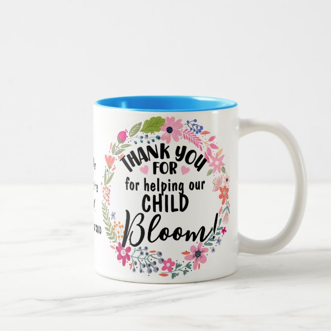 Caneca De Café Em Dois Tons Obrigado por Ajudar Nossa Criança a Desabrochar pr (Direita)