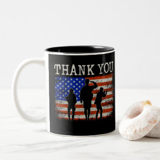 Caneca De Café Em Dois Tons Obrigado Veterano Bandeira Americana Tributo ao So