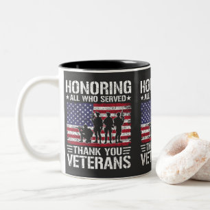Caneca De Café Em Dois Tons Obrigado Veteranos Presente Patriótico de Serviço