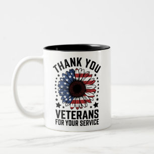 Caneca De Café Em Dois Tons Obrigado Veteranos Sunflower Dia dos Veteranos Mil