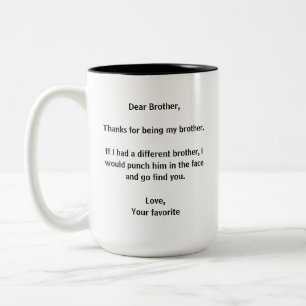Caneca De Café Em Dois Tons Obrigados de ser meu irmão, Irmão Engraçado, Irmão