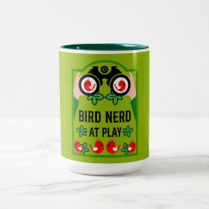 Caneca De Café Em Dois Tons Observador de Pássaros Único Original