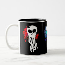 Octo crânio vermelho, azul e verde