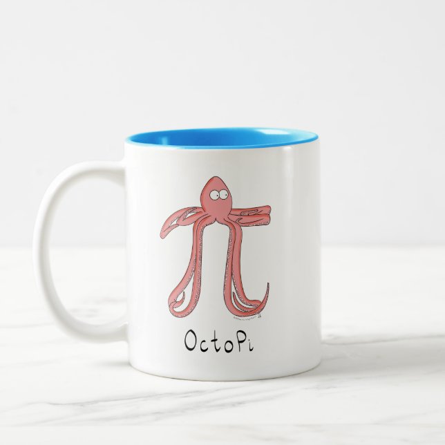 Caneca De Café Em Dois Tons Octopus Cute Math Pi Day Coffee Mug (Esquerda)