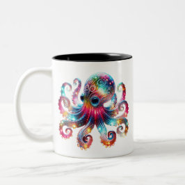 Caneca De Café Em Dois Tons Octopus de brilho místico