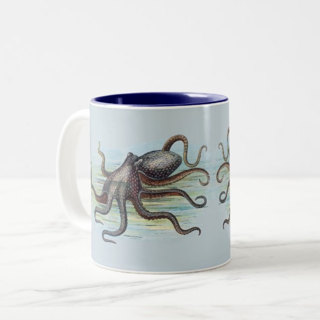 Caneca De Café Em Dois Tons Octopus Vintage (Frente Esquerda)