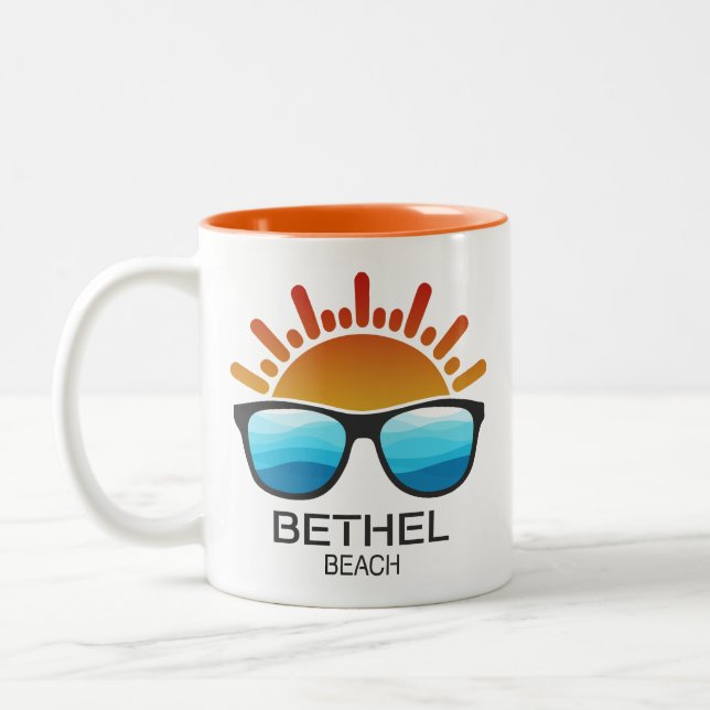 Caneca De Café Em Dois Tons Óculos de Sol Bethel Beach Virgínia (Esquerda)