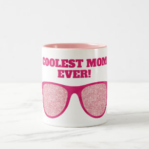 Caneca De Café Em Dois Tons Óculos de Sol Brilhantes Rosa 'Mãe Mais Legal de T