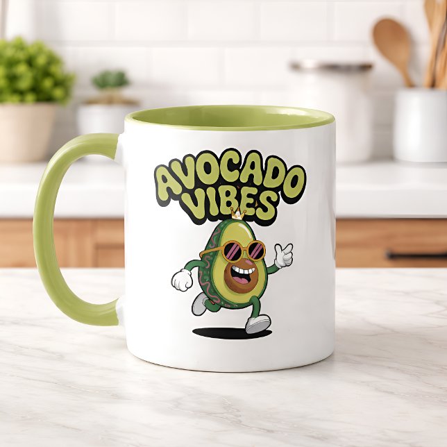 Caneca De Café Em Dois Tons Óculos de Sol Divertidos Abacate (Criador carregado)