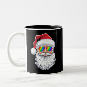 Caneca De Café Em Dois Tons Óculos de Sol Gay Rosto de Papai Noel Natal Xmas L