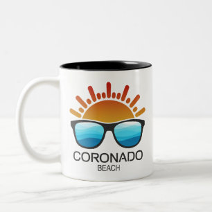 Caneca De Café Em Dois Tons Óculos de Sol Praia Coronado Califórnia
