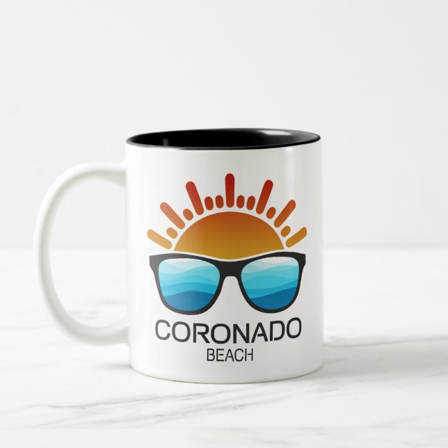 Caneca De Café Em Dois Tons Óculos de Sol Praia Coronado Califórnia (Esquerda)