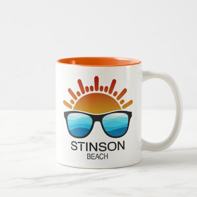 Caneca De Café Em Dois Tons Óculos de Sol Stinson Beach Califórnia (Direita)