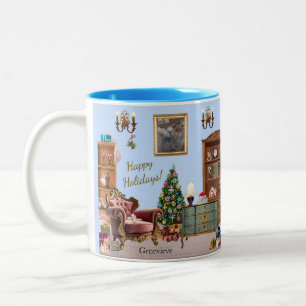 Caneca De Café Em Dois Tons Ode para o Balé Nutcracker Azul