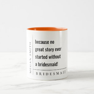 Caneca De Café Em Dois Tons Oferta de Bridesmaid Clássica Mínima Moderna e Sim