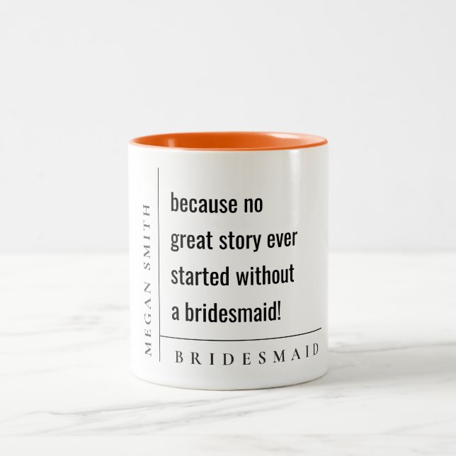 Caneca De Café Em Dois Tons Oferta de Bridesmaid Clássica Mínima Moderna e Sim (Centro)