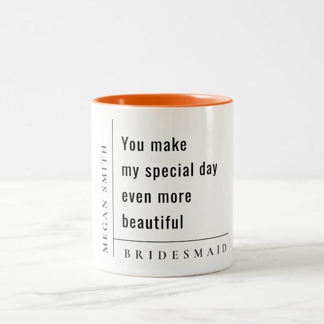 Caneca De Café Em Dois Tons Oferta de Bridesmaid Mínima Moderna (Centro)