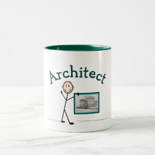 Caneca De Café Em Dois Tons Ofertas de arquiteto — Design de Pessoa de Stick
