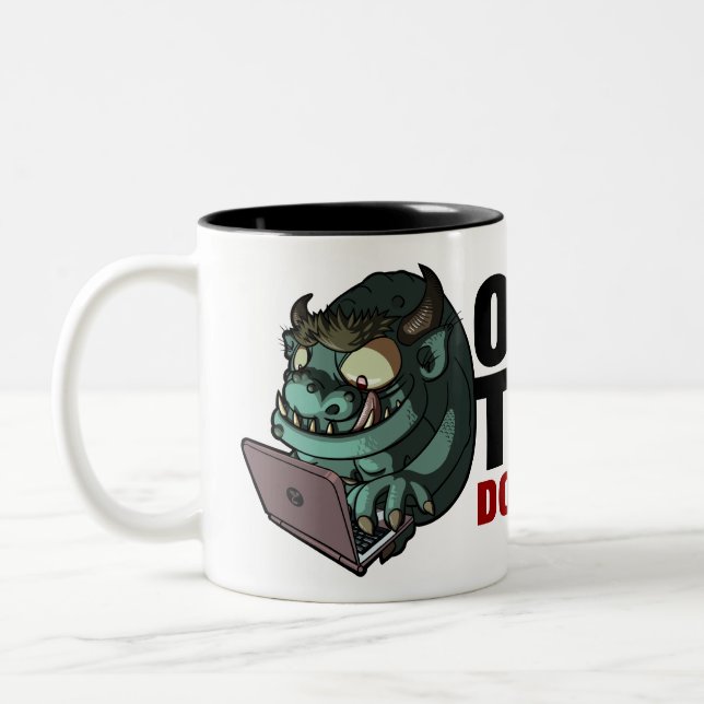 Caneca De Café Em Dois Tons Office Troll Não Alimente! Cartoon de Troll da Int (Esquerda)