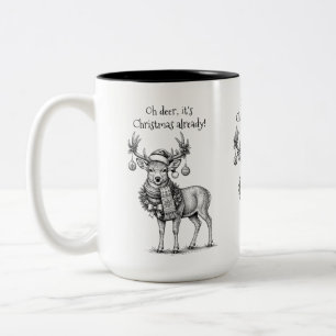 Caneca De Café Em Dois Tons Oh veado, já é Natal!