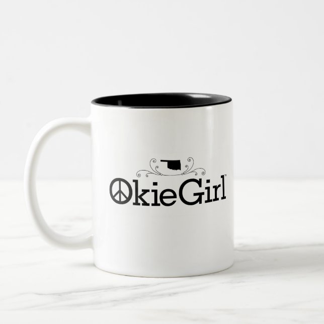 Caneca De Café Em Dois Tons Okie Girl Oklahoma, Café De Duas Toneladas (Esquerda)
