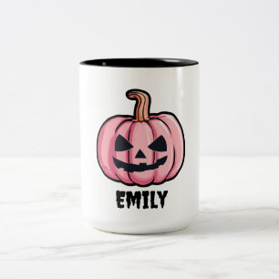 Caneca De Café Em Dois Tons Olá abóbora Halloween Nome personalizado