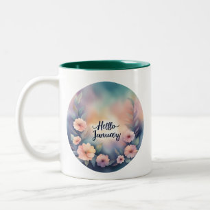 Caneca De Café Em Dois Tons Olá, Flores Rosa de Janeiro