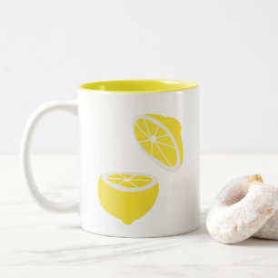 Caneca De Café Em Dois Tons Olá Lemon, fruta amarela moderna