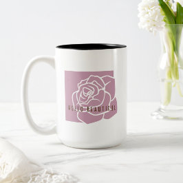 Caneca De Café Em Dois Tons Olá Linda - Rosa Rosa Chic Moderno