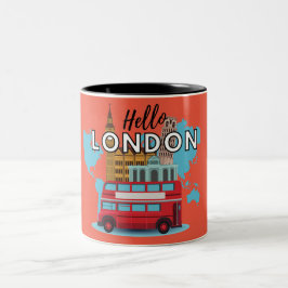 Caneca De Café Em Dois Tons Olá Londres
